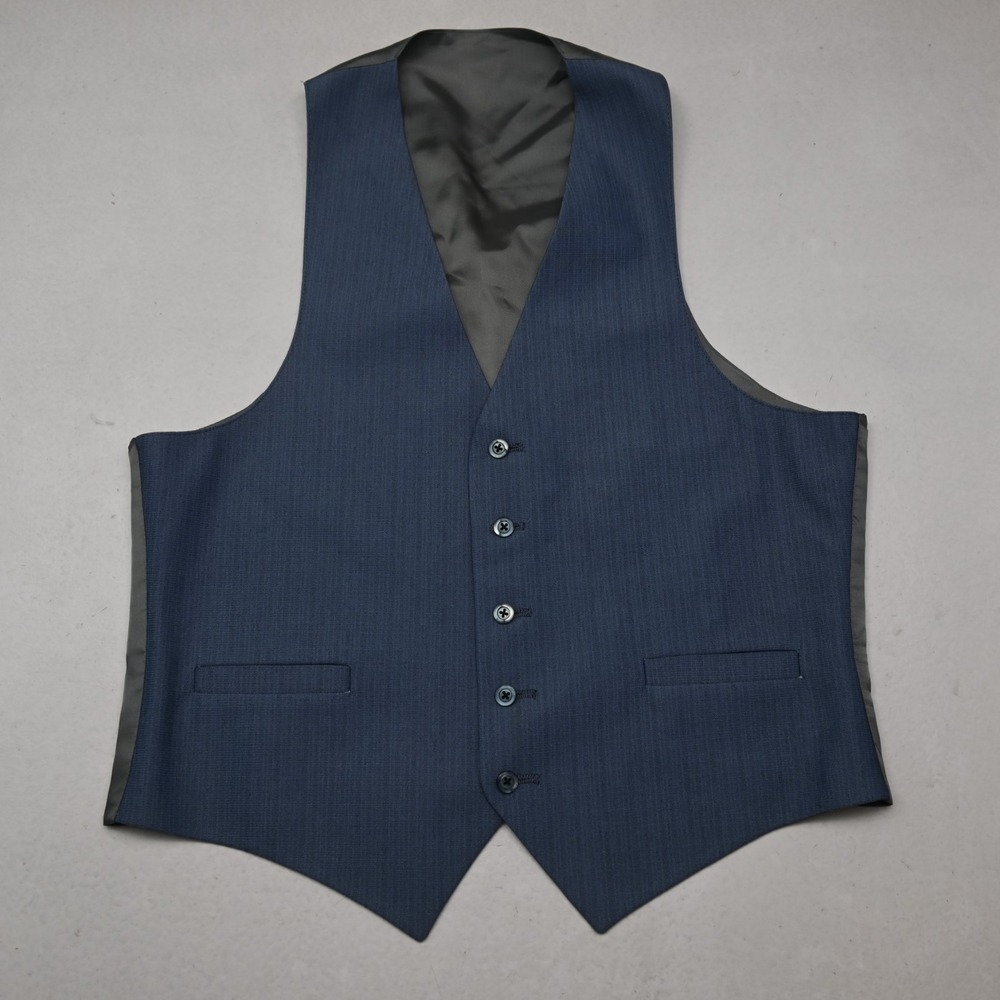Vtg Mens 70s 80s Polyester Medium M Button Front Waistcoat Wedding Suit Vest